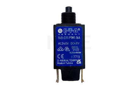 E-T-A Threaded Neck Thermal Circuit Breaker Push Button Reset 1P 240V AC 48V DC 16A | 1140-G111-P1M1-16A فيوز ترميك