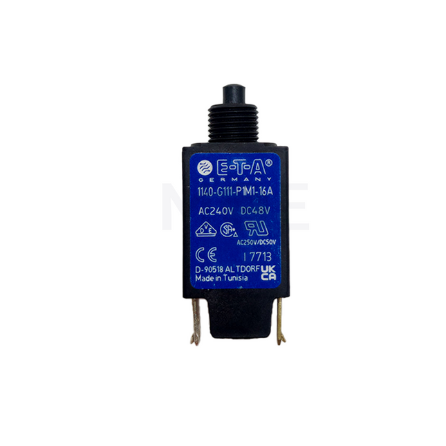 E-T-A Threaded Neck Thermal Circuit Breaker Push Button Reset 1P 240V AC 48V DC 16A | 1140-G111-P1M1-16A فيوز ترميك