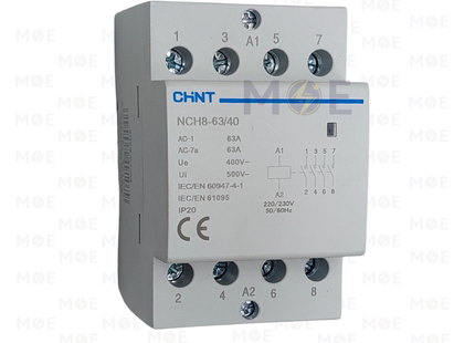 Chint Modular Contactor NCH8-63 2NO 4P 63A 220/230V | NCH8-63 | كونتكتور سكة