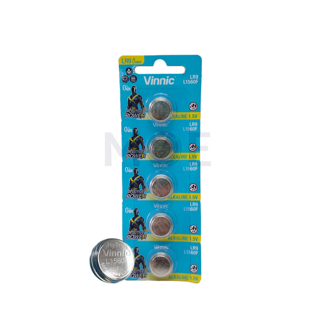 Vinnic Button/Coin Cell Alkaline L1560F/LR9 1.5V | L1560F-LR9 بطارية ساعة مدورة/ بطارية تايمر
