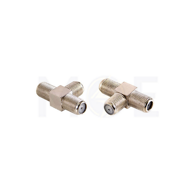 166-Coaxial Adapter F-Type Female X3 | T-Shape Triple Coupler 3-Way signal splitter  Adapter | F-513