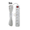 SEG Multiple Socket With Wire (3x1.5mm) White 3500W 16A +Schuko plug+Earth+Switch 6Sock. 3mt | SECZ-DX602KG كادر بريز مسدس شوكو مع شريط ومفتاح