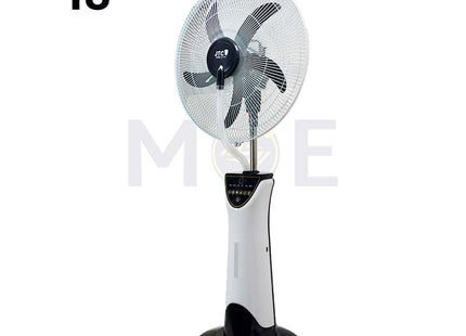 JTC Rechargable Stand Mist Fan with Remote Control & 10 Pieces LED & Timer & USB Port & Water Tank 2L White 18inch | JF-1174