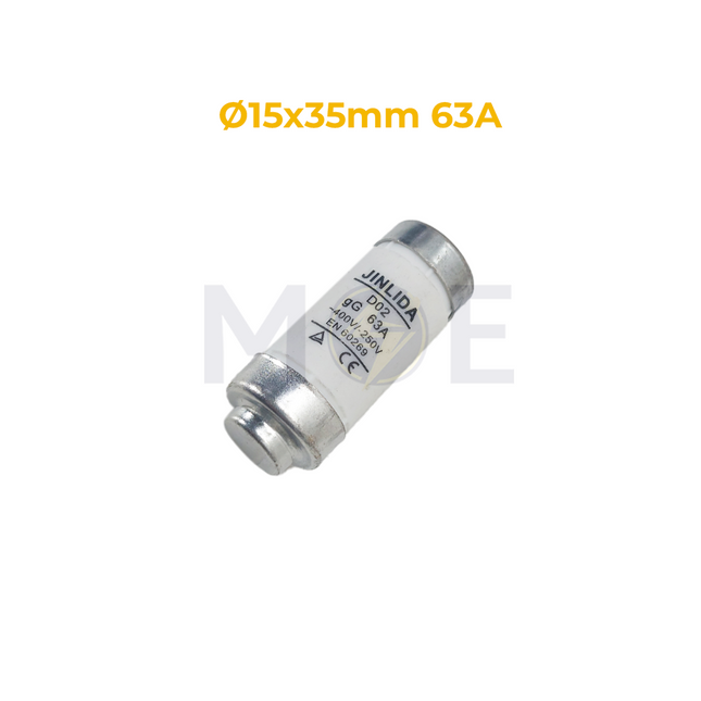 Jinlida NEOZED Ceramic Fuse Link D02 Ø15x35mm 63A 250V/400V AC gG | R026 فيوز بورسلين