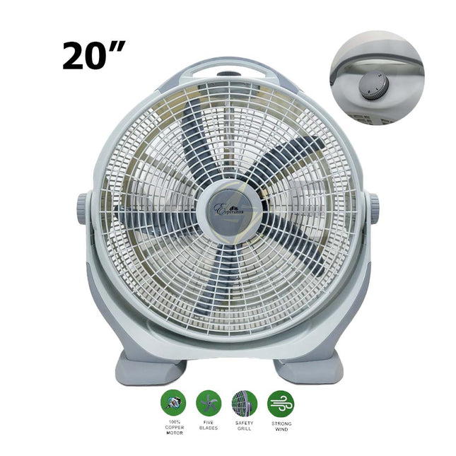 Esperenza Decortive Box Floor Fan Gray 4 Speed 100W 5 Blades 20nch مروحة طاولة ارضية 5 فراشات رمادي