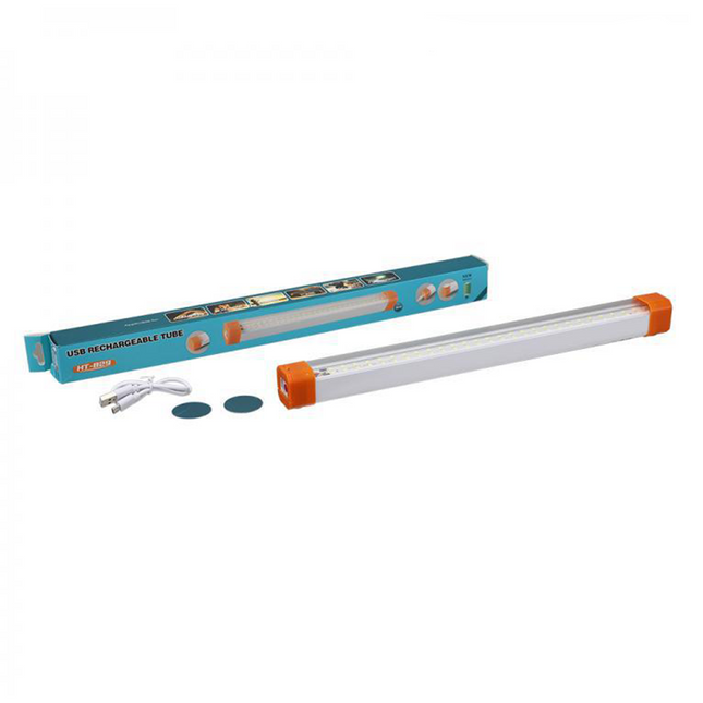 Lithium Battery SMD Rechargeable Portable LED Light Tube Fixture with 2 Rechargeable Portable SMD LED Tube Light Fixture with 2 Hook Magnet USB 3 Lighting Modes 50cm | HT-829 شاسي لد تشريج شاسي لد تشريج