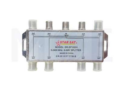 StarSat F-Type Coaxial Signal Splitter for CATV, Satellite, Antenna 8-Way | SR-SP 800X