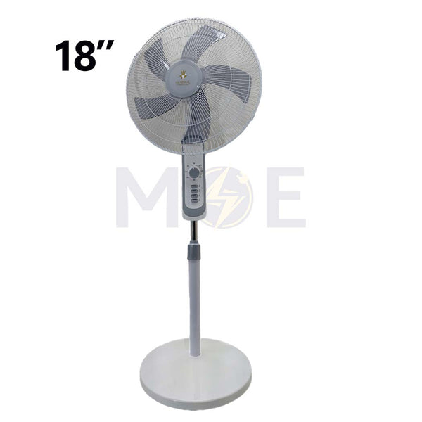 General CompoCool Stand Fan White 3 Speed & Timer 60W 5 Blades 18inch | FS455 مروحة عامود 5 فراشات ابيض