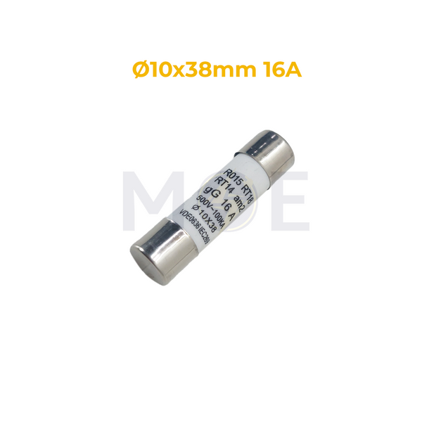 Ceramic Tube Fuse Ø10×38mm 16A 500V AC 100kA gG | RO15 فيوز بورسلين