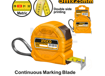 INGCO Steel Measuring Tape Double Side Printing 5mt 25mm | HSMT39525-1 متر قياس
