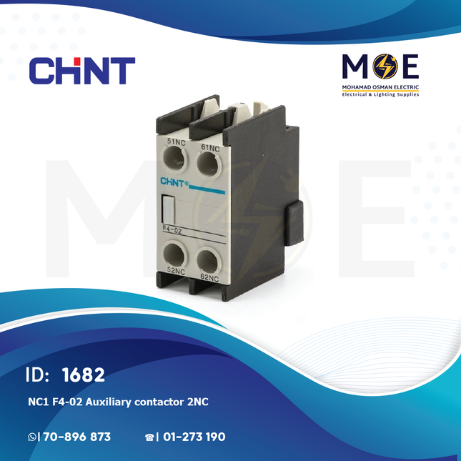 Chint NC1 F4-02 Auxiliary Contactor 2NC | 248502-257009-257020 | مساعد كونتكتور - اكزليير