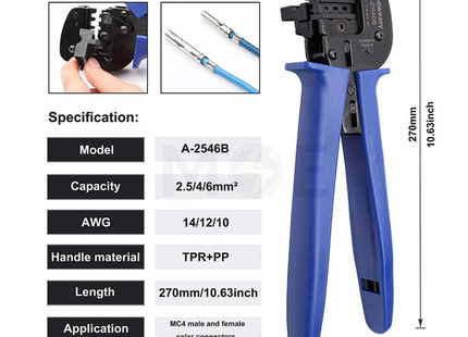 Solar Crimper Tool For MC4 Crimper 2.5-6mm² | A-2546B مكبس يدوي لل ام سي فور