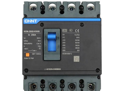 Chint MCCB NXM-250S/4300B/ 4P 250A Fix | 844343 دجنتور صناعي رباعي (3 فاز مع نتر)