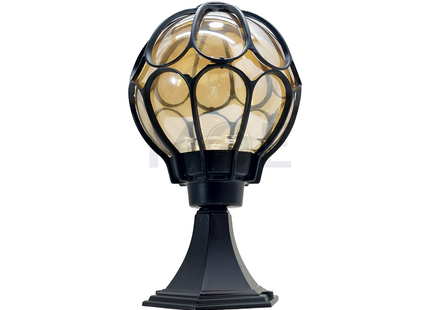 Outdoor Lantern Pedestal Light Medium Black Amber E27 40cm  SJ001 فانوس تصوينة طابة اسود عسلي