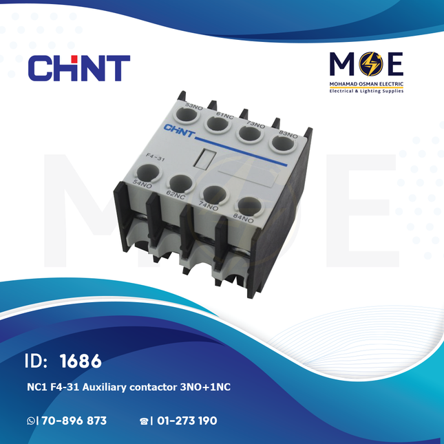 Chint NC1 F4-31 Auxiliary Contactor 3NO+1NC | 248506 | مساعد كونتكتور - اكزليير