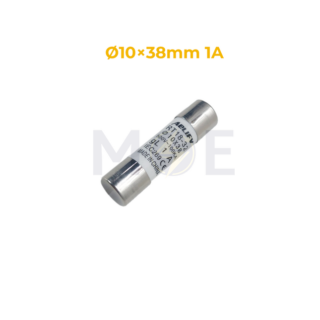 Aelifv Ceramic Tube Fuse Ø10×38mm 1A 500V AC 100kA gL RO15 | RT18-32 فيوز بورسلين