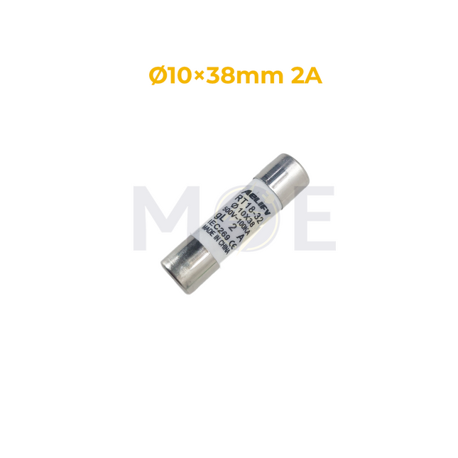 Aelifv Ceramic Tube Fuse Ø10×38mm 2A 500V AC 100kA gL RO15 | RT18-32 فيوز بورسلين