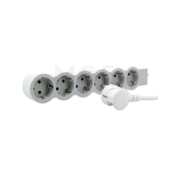 Legrand Multiple Socket With Wire (3x1.5mm) Gray 3680W +Schuko plug+Earth+6Sock. 5mt | 694572 كادر بريز مسدس شوكو مع شريط رمادي