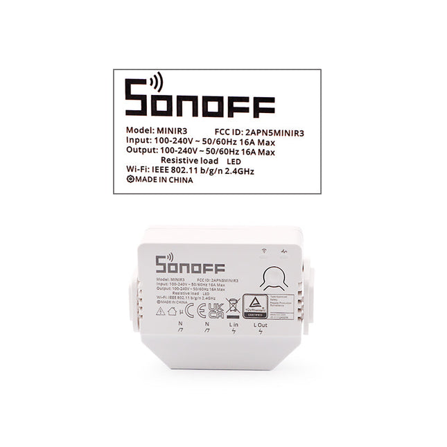 Sonoff Ewelink WiFi Smart Switch 1CH 16A 3500W | MiniR3 فيوز سيارة ميني ابيض/شفاف