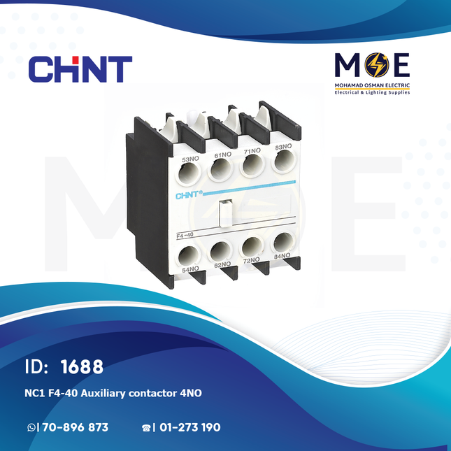 Chint NC1 F4-40 Auxiliary Contactor 4NO | 248508 | مساعد كونتكتور - اكزليير
