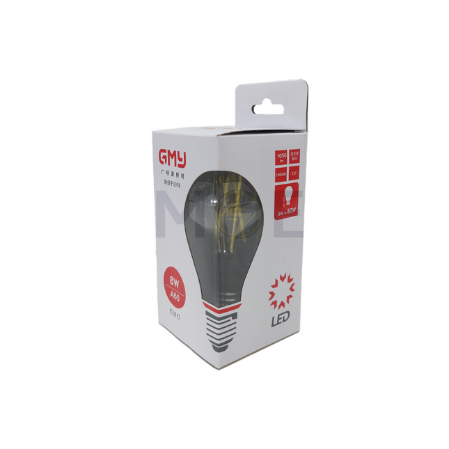 GMY LED Lamp Clear Filament Bulb Daylight E27 8W | A60 لمبة لد برم فيلامنت بول شفاف دايلايت