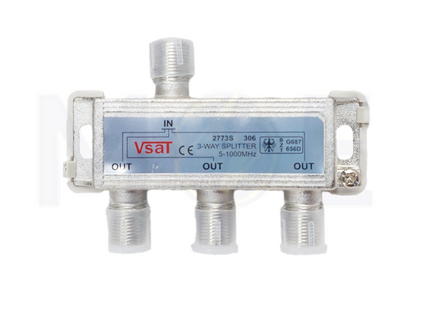 VSAT F-Type Coaxial Signal Splitter for CATV, Satellite, Antenna 3-Way | 2773S 306