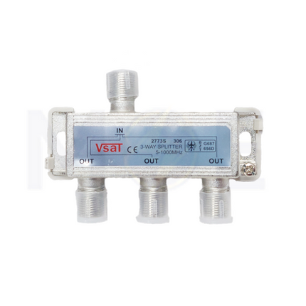 VSAT F-Type Coaxial Signal Splitter for CATV, Satellite, Antenna 3-Way | 2773S 306