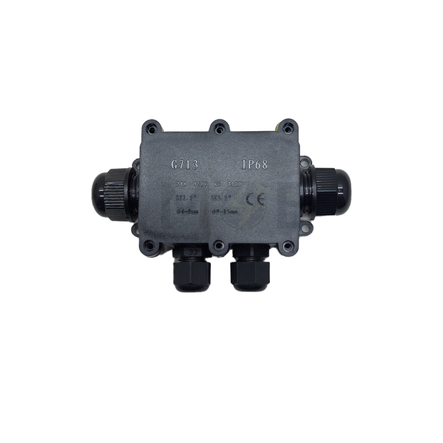 Onlex IP68 Waterproof Surface Junction Box Black 4Way (2xPG16 & 2xPG9) | LX-OWB713 علبة مطرية ظاهرة اسود مع برس اتوب