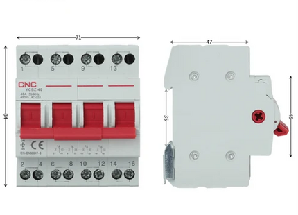 CNC YCBZ-40 Change Over Switch 4P 40A | YCBZ-40 دجنتور هاوس ثلاثة فاز مع نتر