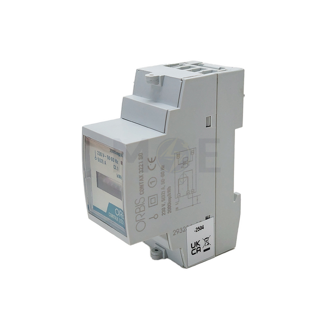 Orbis CONTAX 3221 S0 Single-Phase Energy Meter 5(32)A 230V AC 50/60Hz 2 Modules | OB703099 عداد كيلو وات سكة واحد فاز