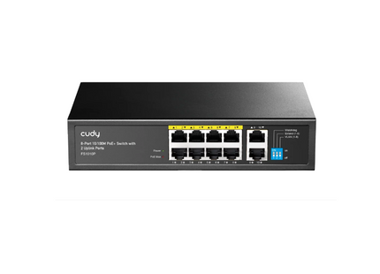 Cudy 8-Port Unmanaged PoE+ Fast Ethernet Switch with 2 Uplink Ports 120W \ FS1010P V3.0 سويتش