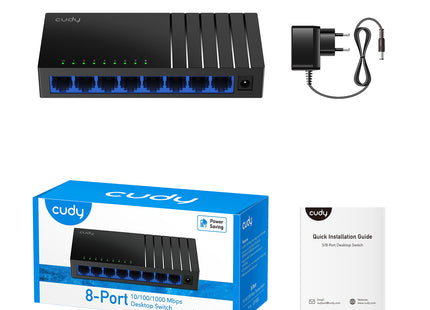 Cudy 8-Port Unmanaged Gigabit Ethernet Desktop Switch 10/100/1000Mbps | GS108D V5.0 سويتش