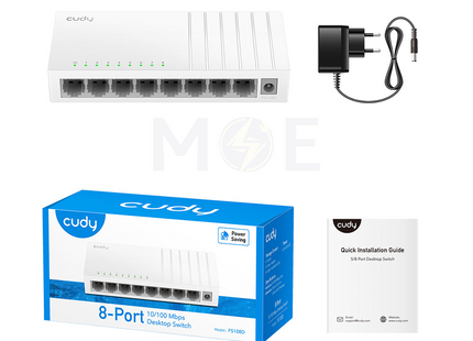 Cudy 8-Port Unmanaged Fast Ethernet Desktop Switch 10/100Mbps | FS108D V4.0 سويتش
