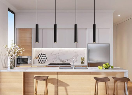 Onlex Long Tube Pipe Pendant Lamp Frame Black GU10 MR16 55x300mm | LX-1701 تنزيلة فارغة مفردة كعب ستارتر اسود شكل تيوب اسود