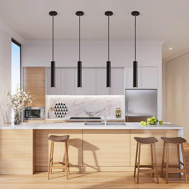Onlex Long Tube Pipe Pendant Lamp Frame Black GU10 MR16 55x300mm | LX-1701 تنزيلة فارغة مفردة كعب ستارتر اسود شكل تيوب اسود