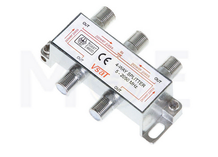 VSAT F-Type Coaxial Signal Splitter for CATV, Satellite, Antenna 4-Way | 2774S