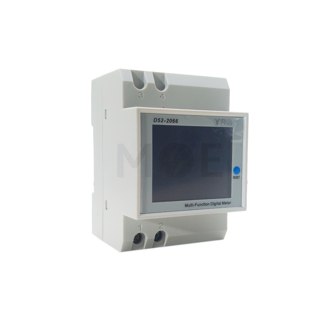 YRO D52-2066 Single-Phase Multi-Function Digital Energy Meter with Reset Option 40–300V 100A DIN Rail | D52-2066  ساعة امبير و فولت/حماية مع عداد قابل للتصفير على سكة