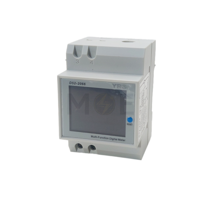 YRO D52-2066 Single-Phase Multi-Function Digital Energy Meter with Reset Option 40–300V 100A DIN Rail | D52-2066  ساعة امبير و فولت/حماية مع عداد قابل للتصفير على سكة