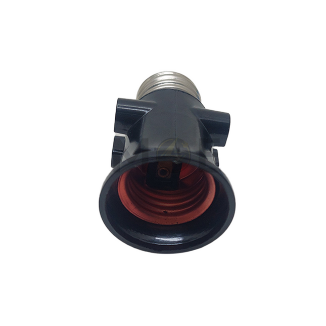 Tofuda Three Way Lampholder Adapter E27 To E27 Lampholder & 2 EU Socket Black 6A 250V دوي برم مع حرامي اسود