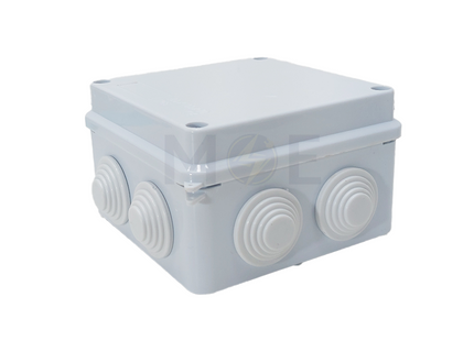 MH IP65 Surface Distribution Mounting Box Square with Cable Gland 7Holes 10x10cm علبة مربعة ظاهرة مع جوان