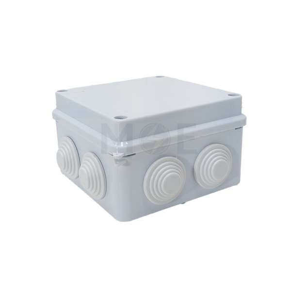 MH IP65 Surface Distribution Mounting Box Square with Cable Gland 7Holes 10x10cm علبة مربعة ظاهرة مع جوان