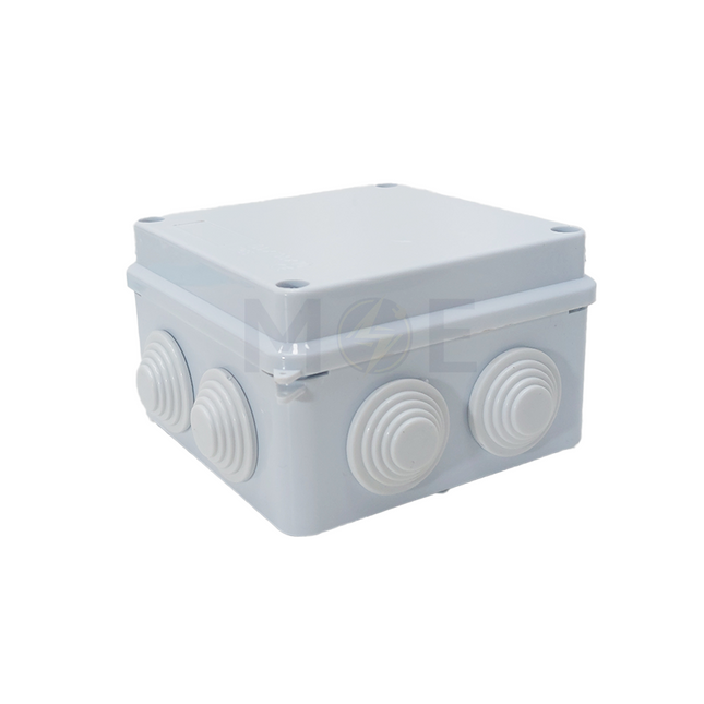 MH IP65 Surface Distribution Mounting Box Square with Cable Gland 7Holes 10x10cm علبة مربعة ظاهرة مع جوان