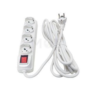 Rama Multiple Socket With Wire 5mt(2x2.5mm) 4Sock.+Schuko plug+Switch White | CZE204-225-5 