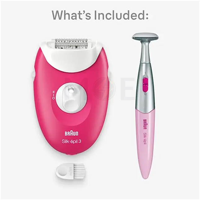 BRAUN SILK EPIL3 SE 3-202 for Legs and Arms & Bikini | SE3-202 مكنة حلاقة نسائية للساقين والذراعين + مكنة لمنطقة البيكيني