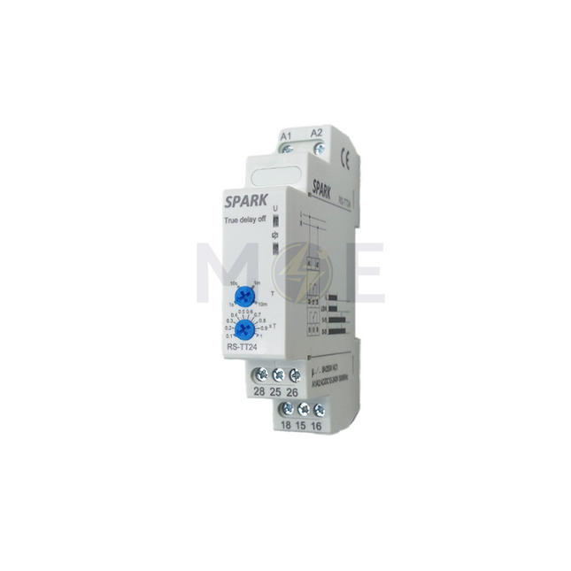 Spark Multi function OFF Delay Timer Relay DIN 12-240V AC/DC 2C 8A 0.1S-10min | RS-TT24 تايمر سكة متعدد الاوقات
