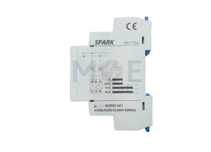 Spark Multi function OFF Delay Timer Relay DIN 12-240V AC/DC 2C 8A 0.1S-10min | RS-TT24 تايمر سكة متعدد الاوقات