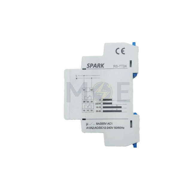 Spark Multi function OFF Delay Timer Relay DIN 12-240V AC/DC 2C 8A 0.1S-10min | RS-TT24 تايمر سكة متعدد الاوقات