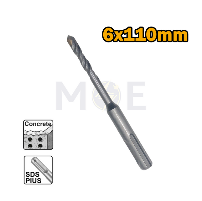 Dannio SDS Plus Hammer Drill Bit 6mm (TL:110mm , WL:50mm)