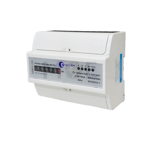 CuperA+ Three Phase Energy Meter KwH 230V AC 50Hz 100A 7module | CU-3Phase Kwh عداد كيلو وات سكة عريض ثلاثة فاز