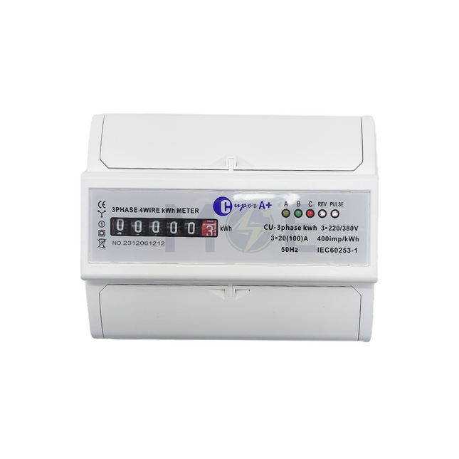 CuperA+ Three Phase Energy Meter KwH 230V AC 50Hz 100A 7module | CU-3Phase Kwh عداد كيلو وات سكة عريض ثلاثة فاز